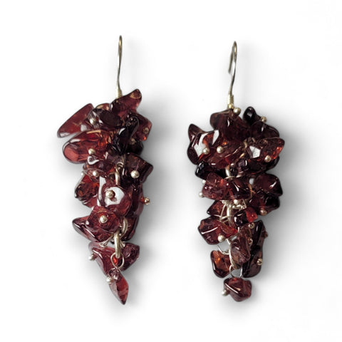 Garnet Drop Earrings with Sterling Silver Hooks