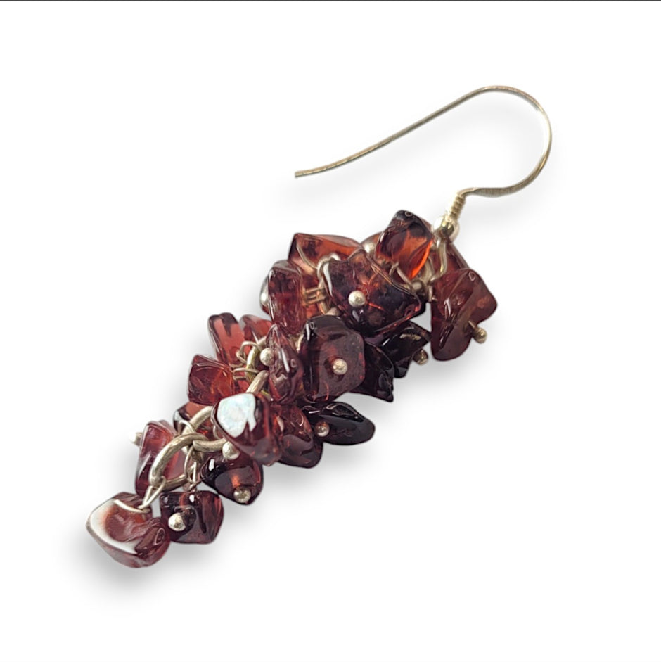 Garnet Drop Earrings with Sterling Silver Hooks