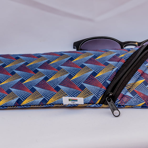 Geometric Zip-Up Shweshwe Sunglasses Case