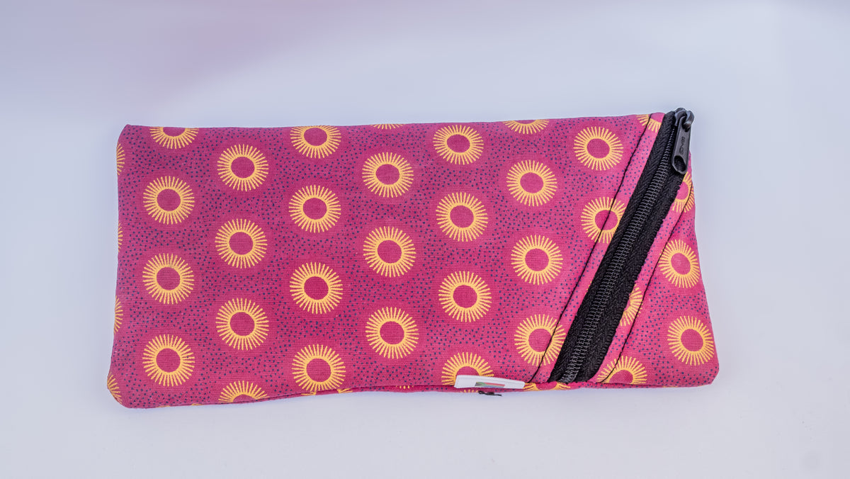 Pink Shweshwe Zip-Up Sunglasses case and Multi-Purpose Cotton Pouch