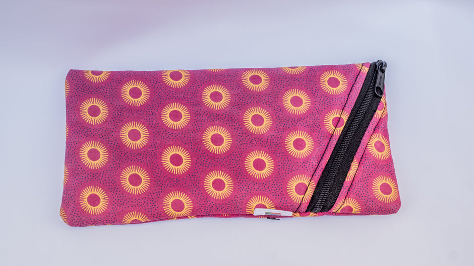 Pink Shweshwe Zip-Up Sunglasses case and Multi-Purpose Cotton Pouch