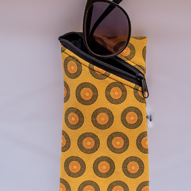 Yellow Shweshwe Sunglasses Case & Multi-Purpose Cotton Pouch – South African Fabric