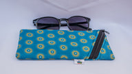 Blue Shweshwe Zip-Up Sunglasses Case & Multi-Purpose Cotton Pouch