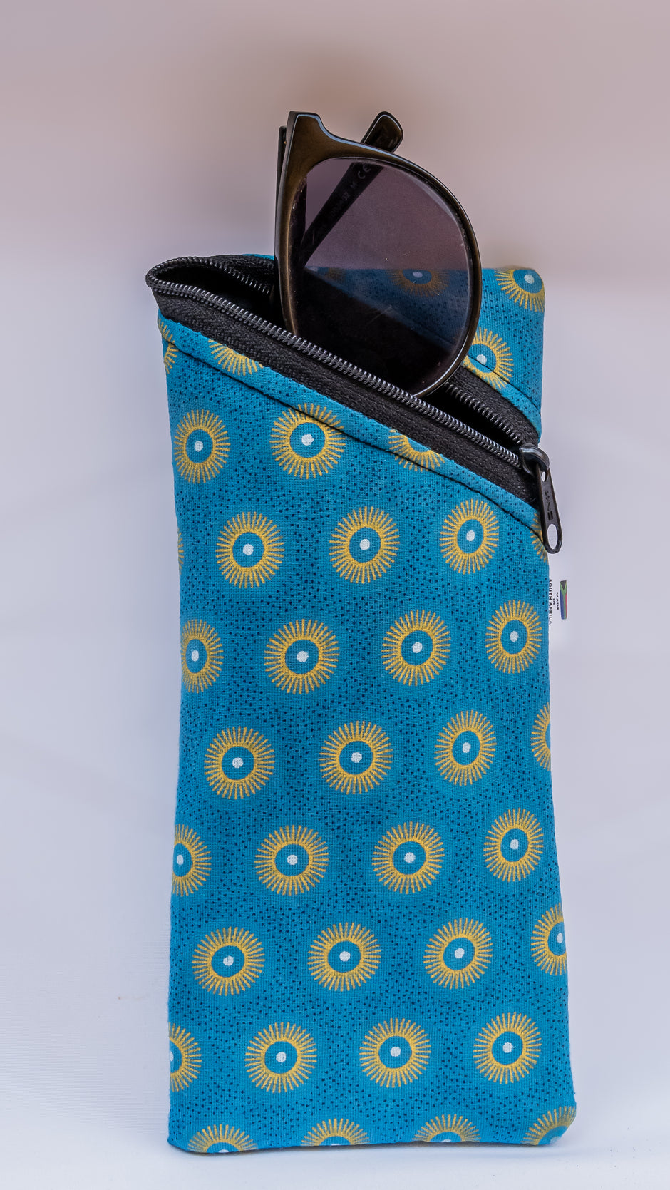 Blue Shweshwe Zip-Up Sunglasses Case & Multi-Purpose Cotton Pouch