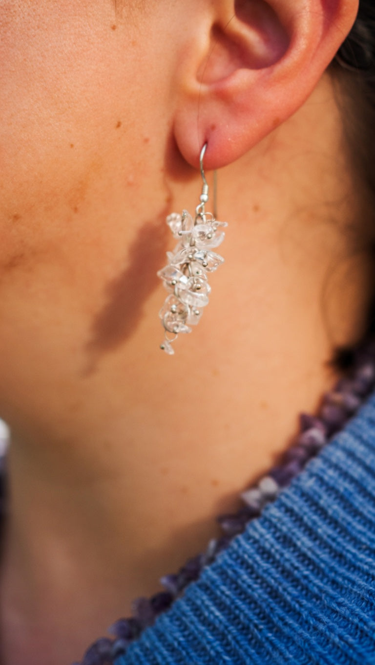 Crystal Quartz Drop Earrings with Sterling Silver hooks
