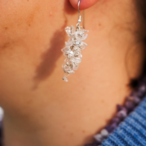 Crystal Quartz Drop Earrings with Sterling Silver hooks