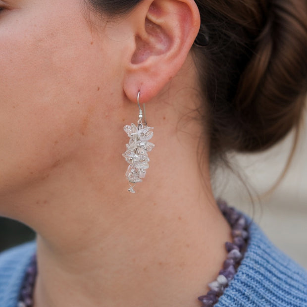 Crystal Quartz Drop Earrings with Sterling Silver hooks