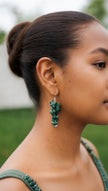Green Moss Agate Drop Earrings with Sterling Silver hooks